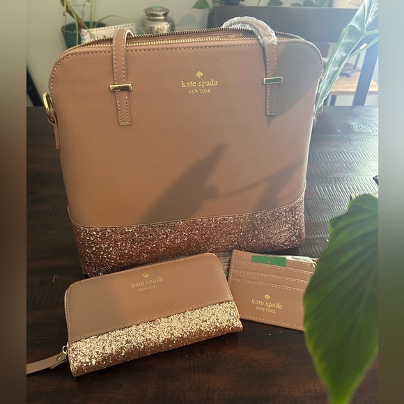 Kate Spade Pink and Gold Glitter Tote Trio - Picture 1 of 7